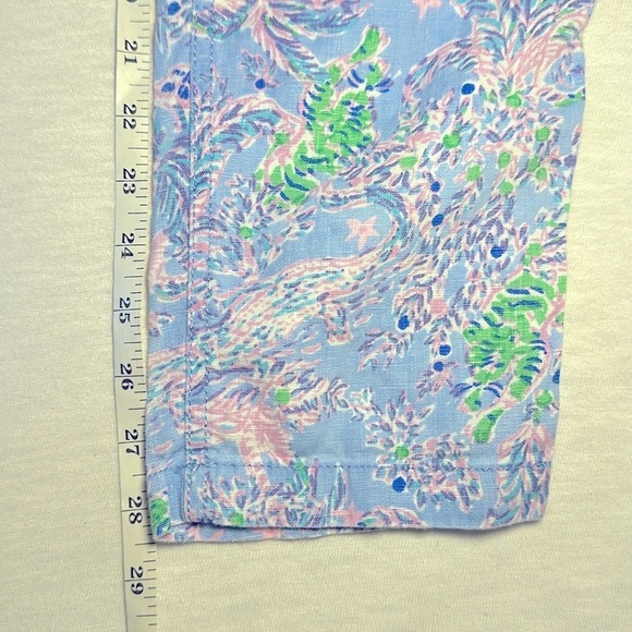 Lilly Pulitzer Taron Linen Pants Peri Blue The Turtle Package EUC Women’s Small - Picture 10 of 14